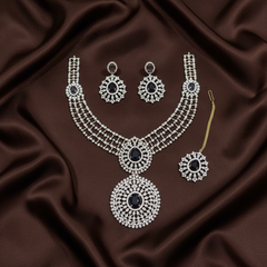 Daimond detachable pendant combo with Earrings and Tika - DH008