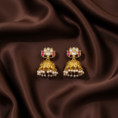 Beautiful Gold Replica Jhumki WIth Back Screw - KE00575