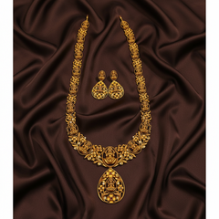 Beautiful Flower With Lakshmi Haram In Nakshi - NH00194