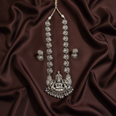 Silver Polish Lakshmi Nakshi Long Haram- NH00185
