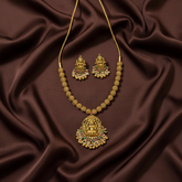 Nakshi lakshmi Pumpkin Pattern Gold Beads With Earrings - NN00947