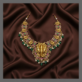 Beautiful Elephant Pendent with Peacock in Kundan - KN00306