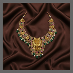 Beautiful Elephant Pendent with Peacock in Kundan - KN00306