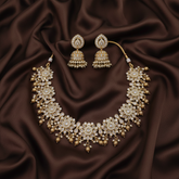 White Lotus Necklace With Jhumki -NN00151