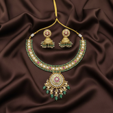 Jadau Pearl Necklace With Moo Pendant - KN00588