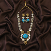 Elegant Victorian Sabyasachi Turquoise Haram with Earrings - VH0013