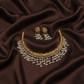 Antic Kante with Rice Pearl Nakshi Necklace with Earring - NN0099