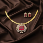 Daimond pendant set chain with earrings - DN0021
