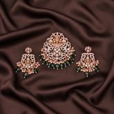 Beautiful Stone Lord Balaji Pendant With Earrings - NP0095