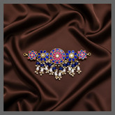 Blue Flower Choker in Kundan - KN00285