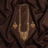 Antique Gheru Polish Mango Haram With Earrings - NH00511
