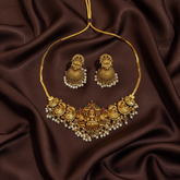 Antique Polish Nakshi Choker With Jhumki - NN00979