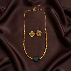 Antique Cute Simple Necklace With Colored Beads and Earring - NN00975