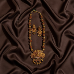 Ganesha Pendant With Rudraksha and Earrings - NH00512