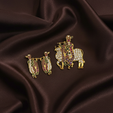 Kempu Stone Krishna Pendant With Earrings - NP00110