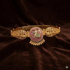 Beautiful Pota Stone Peacock Traditional Waist Belt - WB0023