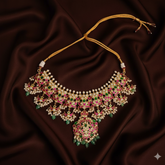Jadau Flower Pattern Double Step Choker - KN00615