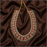 Beautiful Flower and Dew Drops Kundan Haram - KH00300