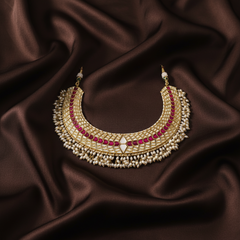 Beautiful moon ruby Kundan necklace with pearls - KN00159