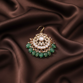White Jadau Kundan Tika With Green Beads - HA00211