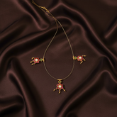 Beautiful Ruby Flower Invisible Chain In Kundan - KN00433