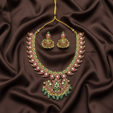 Jadau Mango Short Necklace With Jhumkis - KN00620