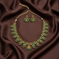 Jadau Replica Stone Short Mango Necklace - KN00662