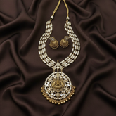 High Quality Temple Haram with Round Lakshmi Devi Pendant - KH00436