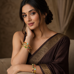 Jadau Navarathna Screw Openable Bangles - BG00694