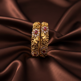 Beautiful Elephant and Stone Flower Bangles - BG00492