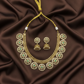 Jadau Jilebi Bottu Necklace With Jhumki - KN00603