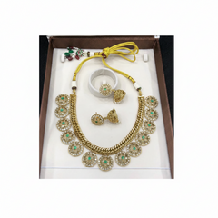 Jadau Jilebi Bottu Necklace With Jhumki - KN00603
