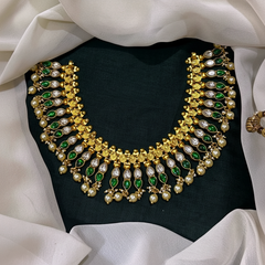 Jadau Double Leaf Necklace in Gold Polish - KN00590