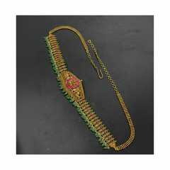 Beads And Pearls Jadau Lakshmi Waist Belt - WB0014