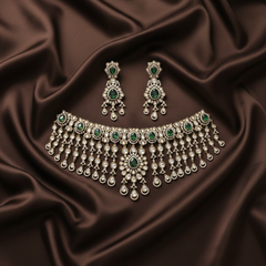 Victorian CZ Grand Chokers With Earrings - VN00185