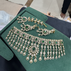 Victorian CZ Grand Chokers With Earrings - VN00185