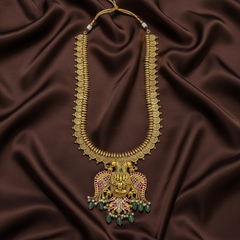 Jadau Gandaberunda Pendant With Lakshmi Kaasu in Antique Polish - KH00166