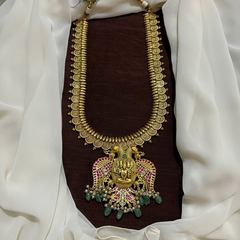Jadau Gandaberunda Pendant With Lakshmi Kaasu in Antique Polish - KH00166