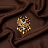 Kempu Stone Gandaberunda Pendant With Pearl - NP00109