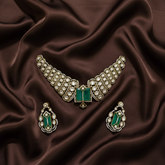 Victorian Mozonite Stones Choker With Emerald Stone - VN00159