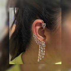 White Stone Designer Earcuffs - NE00646