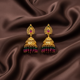 Gold Polish Multi Bead Jhumki - NE00638