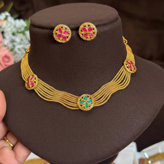 Nakshi Thin line Neckalce With EARRINGS - NN00909