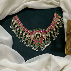 Jadau Kundan Necklace With Strawberry Beads - KN00597