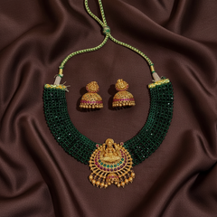 Crystal Beads Hand Made Neckalce With Nakshi Pendant - PB00599
