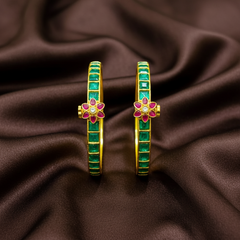 Jadau Screw Openable Single Line Bangle With Flower - BG00650