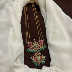 Jadau Rani Pendant With Antique Beads 3 line Haram - KH00218