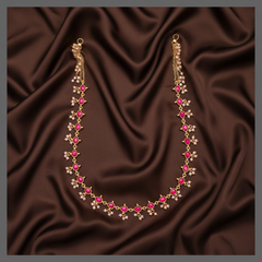 Jadau Ruby Waist Belt With Pearls - WB0011