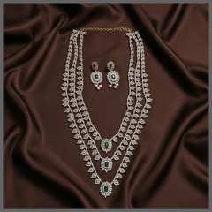 3 Layer White Stone Leaf Haram in Diamond - DH0043