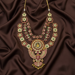 Grand Layered Jadau Set With Gandaberunda Pendant - KH00420